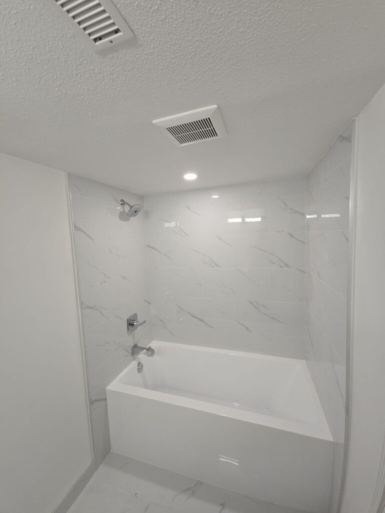 Renovated bathroom with modern clean design