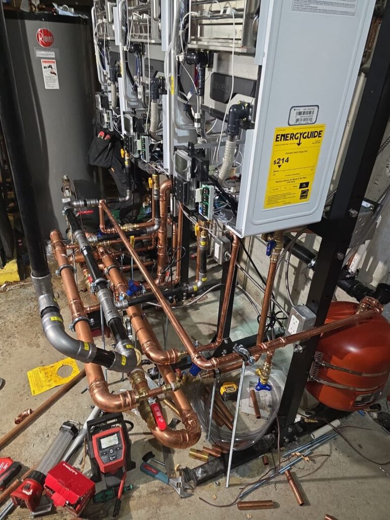 Complex plumbing system with various pipes